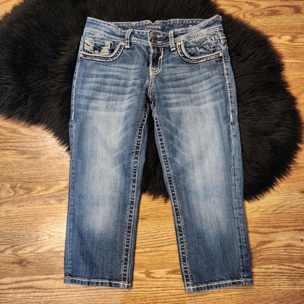 Vigoss Embellished The Brooklyn Capri Jeans Junior's Size 7